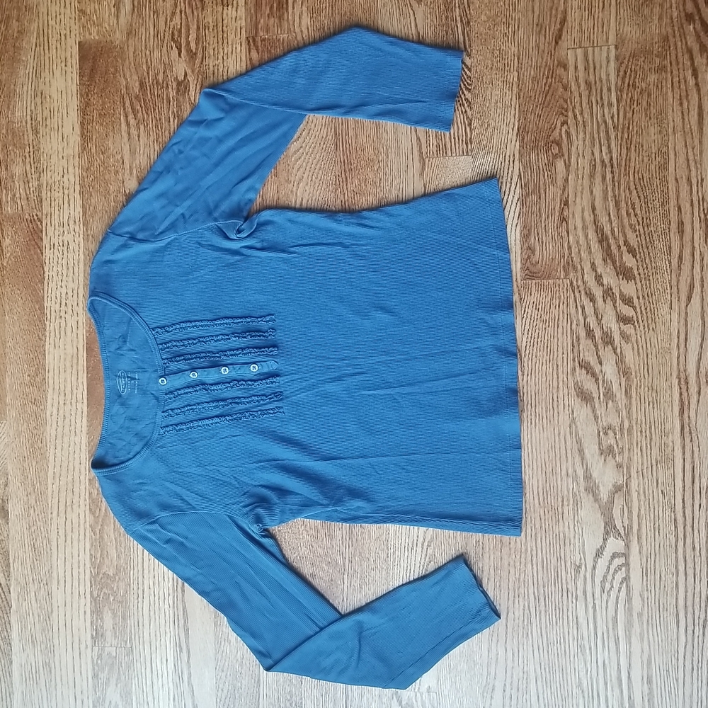 (S) Talbots Intimates Soft Long Sleeve Ruffle Details Cozy Layering Comfy Work